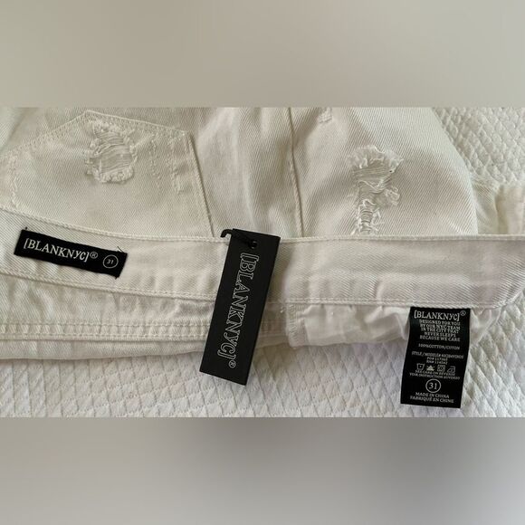 [BLANKNYC] Premium Distressed Antique White Denim Shorts Button Fly SZ 31 NWT - Picture 10 of 11
